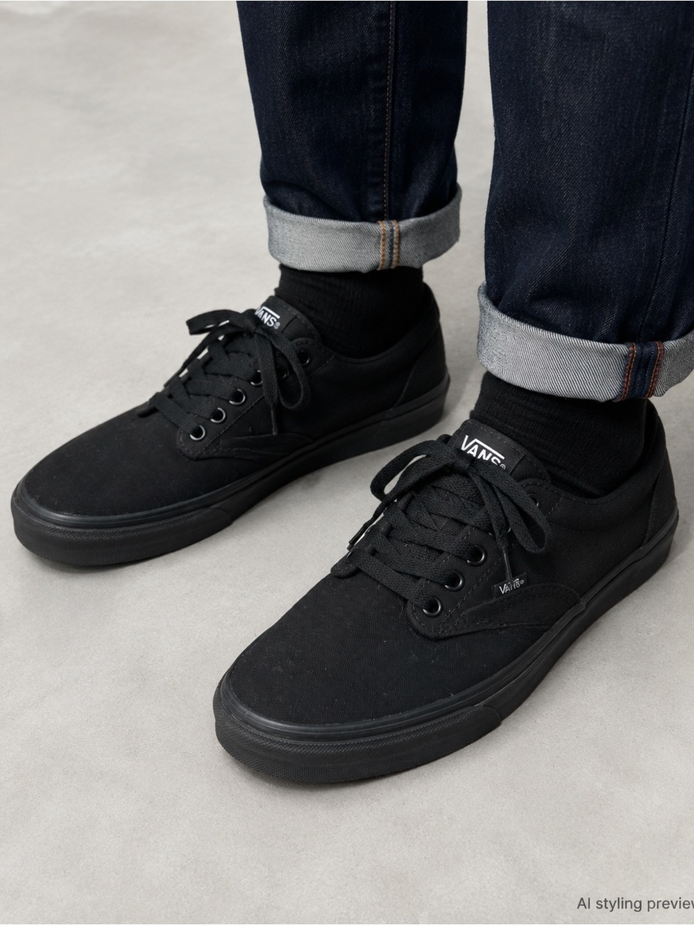 Vans Black Canvas Low Top Sneakers Mens Size 9 Lace up Skate Shoes